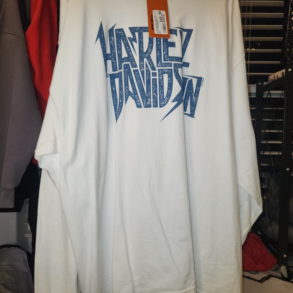Harley-Davidson White and Blue Long Sleeve Tee
